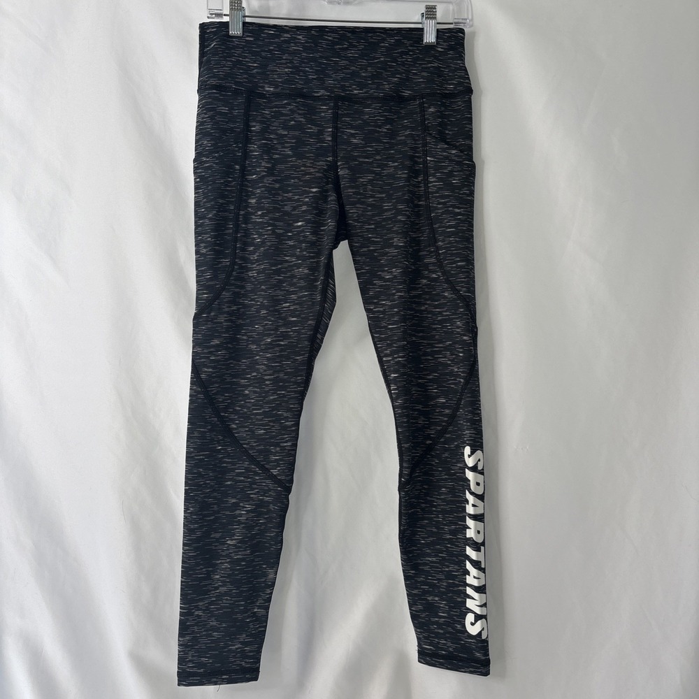 Michigan State Spartans GAME‎ Women's  L Capri Leggings Black White Pockets